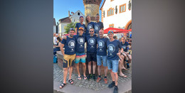 Laufteams vom Lauftreff TLV Eichenzell auf Podium beim Brüder Grimm-Lauf