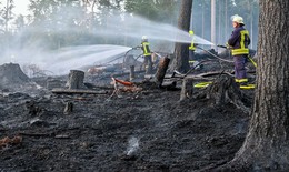 Feuerwehrkräfte im Dauereinsatz: 10.000 Quadratmeter Wald in Flammen