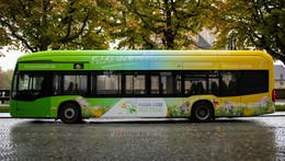 E-Bus im Blüten-Design - Motiv der Landesgartenschau 2.023