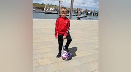 Der siebenjährige Luca Jahn trainiert beim Bundesligisten Mainz zur Probe