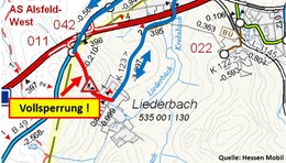Ab Montag: Vollsperrung der Kreisstraße K 123 bei Liederbach