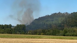 Waldbrand in unwegsamen Gelände - Feuerwehren und Landwirte im Einsatz