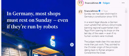 Rücksicht auf Roboter: Briten wundern sich über Teo-Sonntagsverkaufsverbot