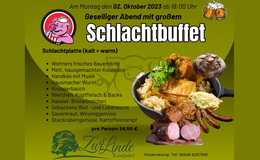 Im Landgasthof "Zur Linde": Geselliger Abend mit großem Schlachtbuffet