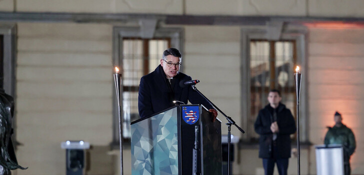 Ministerpräsident Boris Rhein am Freitagabend beim Feierlichen Gelöbnis in Fulda.