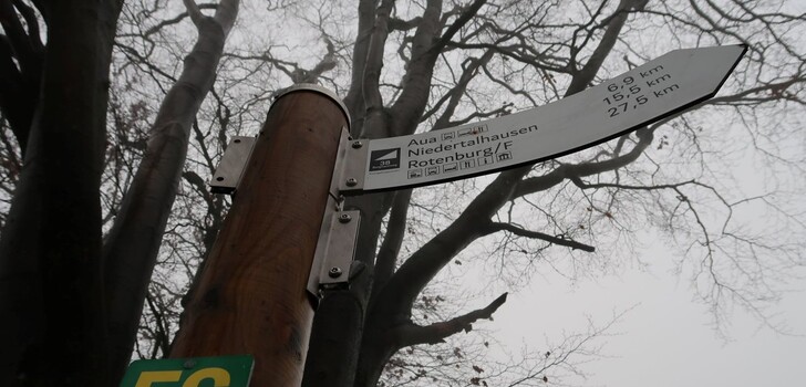 Drei Wegweiser fehlen am Schilderbaum, den der Knüllgebirgsverein aufgestellt hat. Der letzte verbliebene wurde verbogen.