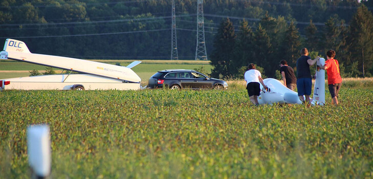 Der Segelflieger musste auf einem Maisfeld in der Nähe von Petersberg-Böckels landen