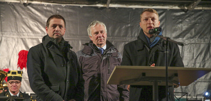 Die Bürgermeister Timo Heusner aus Philippsthal (Werra), Peter Neumann aus der Krayenberggemeinde und Martin Müller aus Vacha (von links)