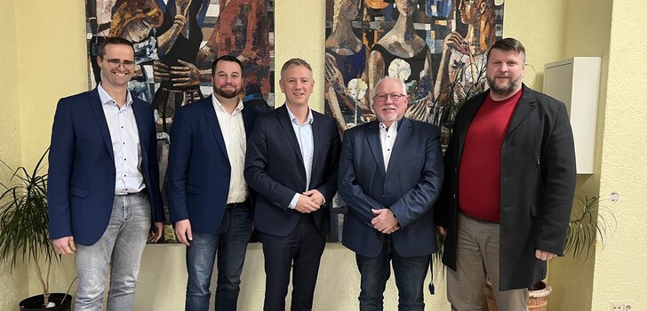 Stv. Schulleiter VBS Martin Rahner, Mario Döweling, Moritz Promny (MdL), Schulleiter VBS Holger Arnold, Jürgen Laurinat.